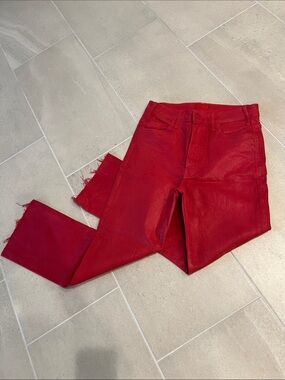 MOTHER Red Ankle Crop Jeans